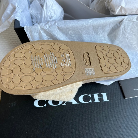 COACH ULLA SLIDE PLUSH SHEARLING SIGNATURE CANVAS SIZE 9 - Picture 9 of 10